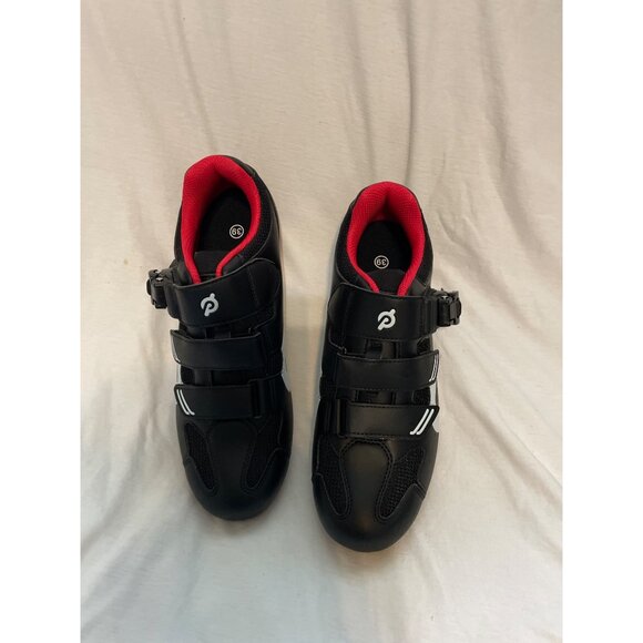 Peloton Cycling Shoes Size 39 Black & Red Hook & Loop Strap - Picture 2 of 10